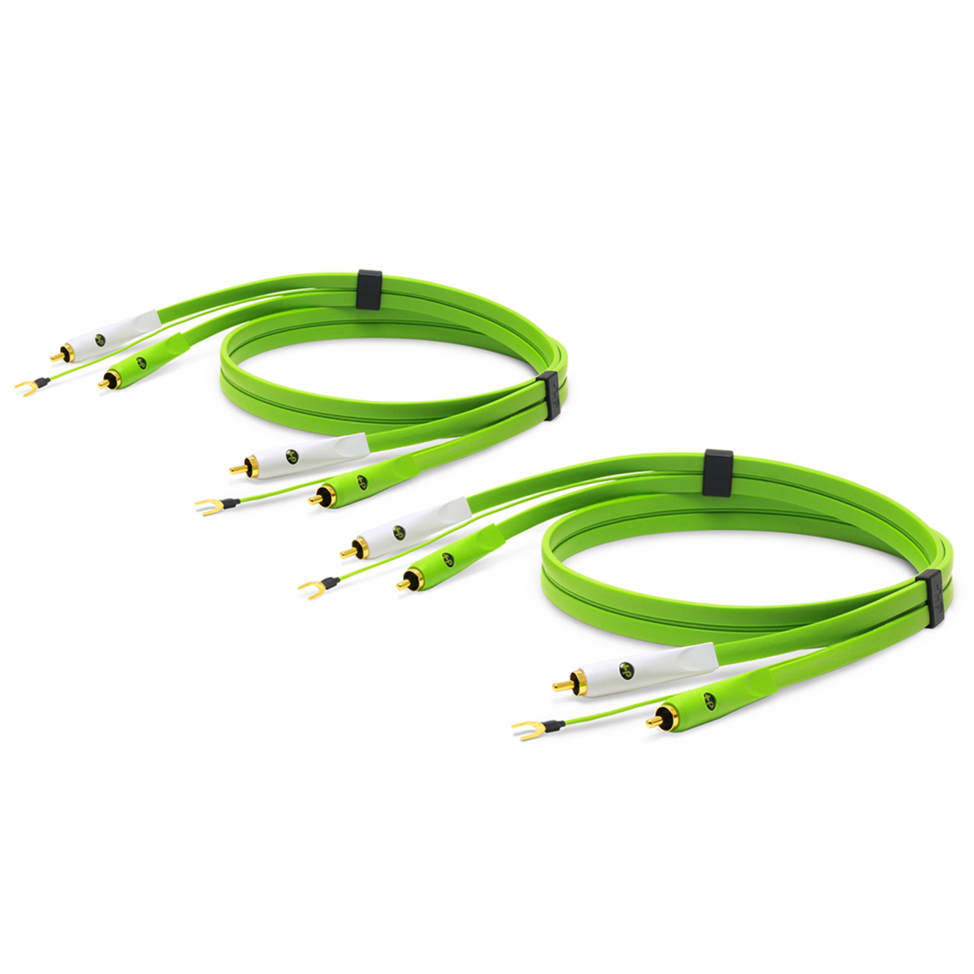 NEO by Oyaide d+ Stereo Cinch Kabel, Class B Turntable Kabel - Duo Set, 1m Kabel für DJs Grün