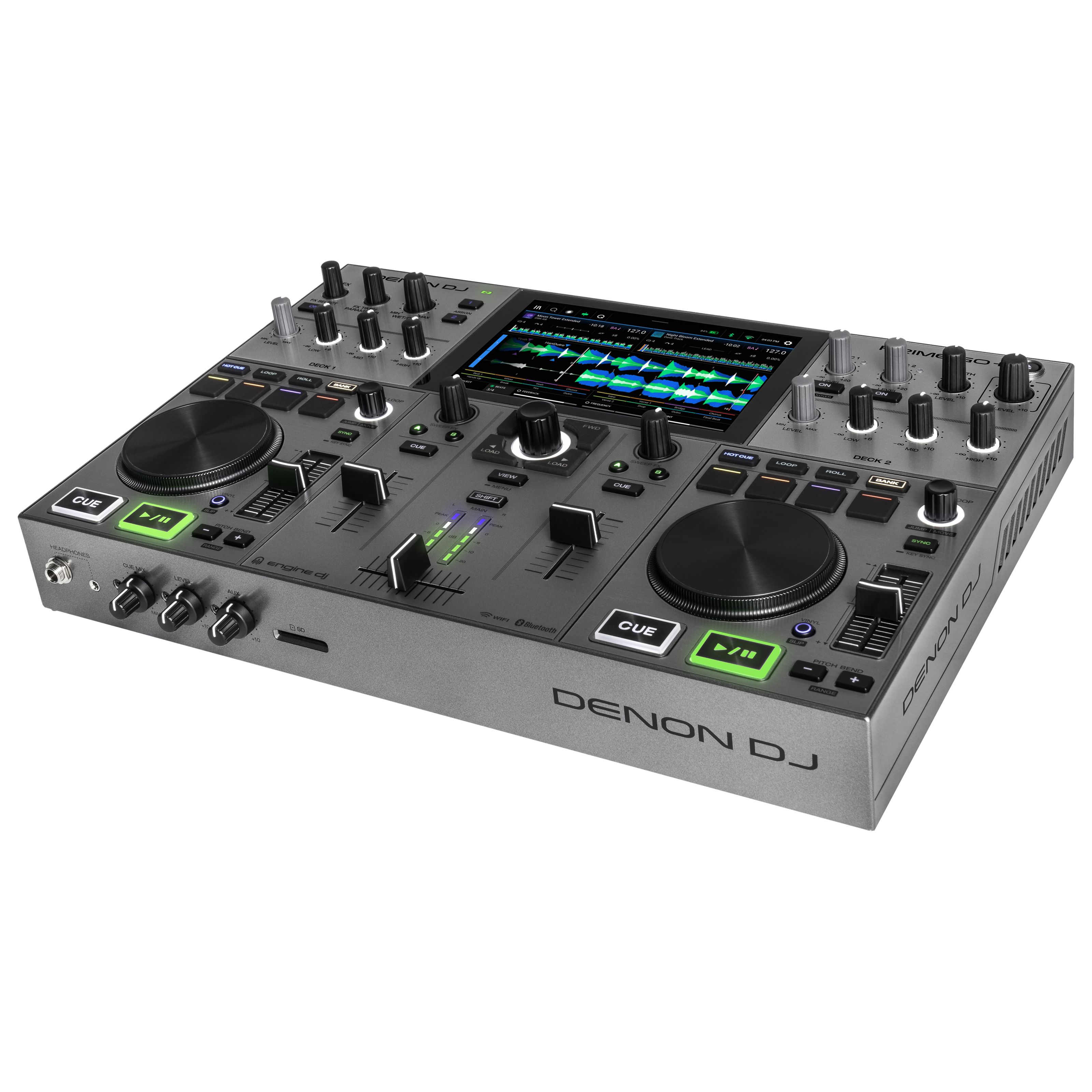 Denon DJ PRIME GO+ DJ-Mixing-Station Silber