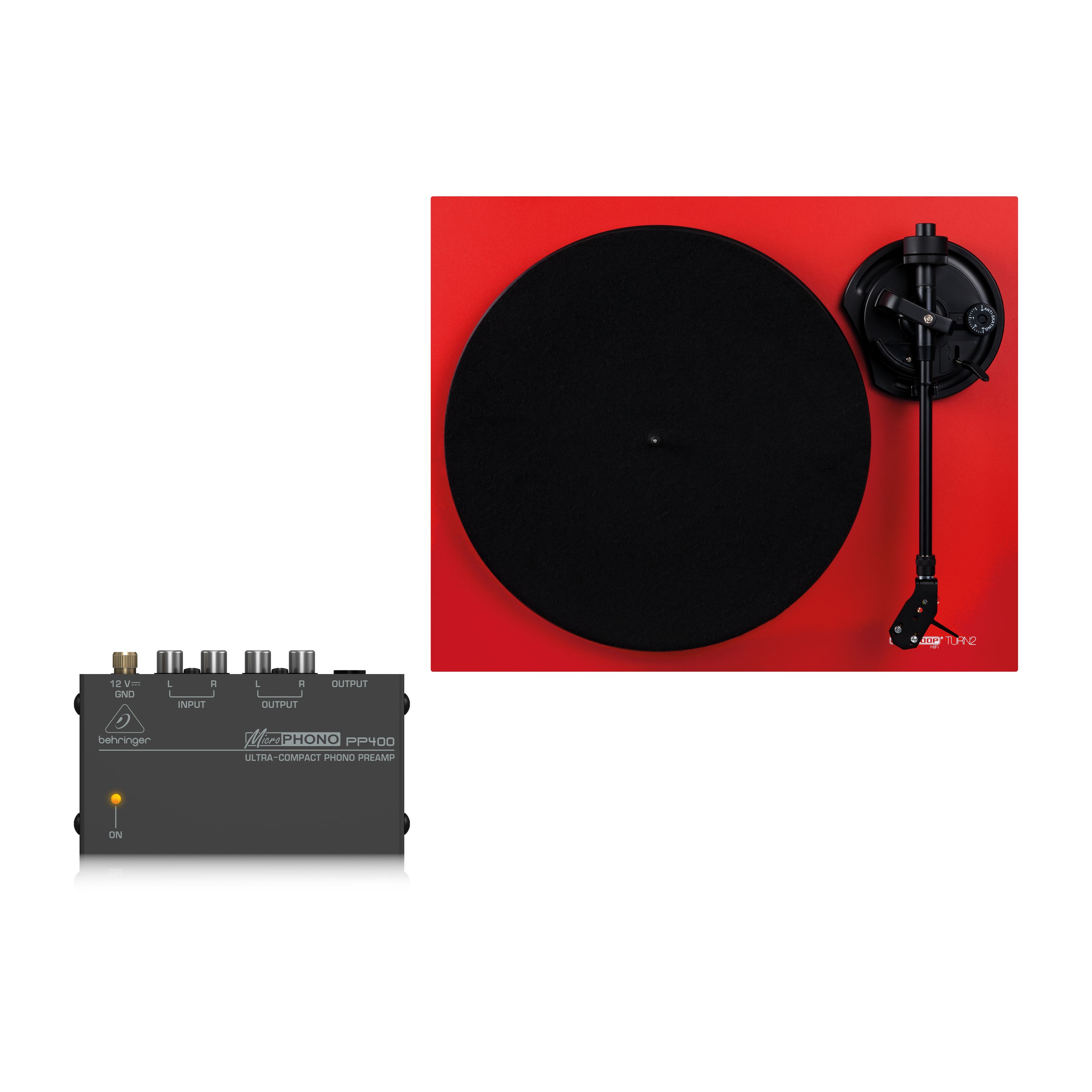 Reloop HiFi Turn2 Red + PP400 - Set Hifi Plattenspieler