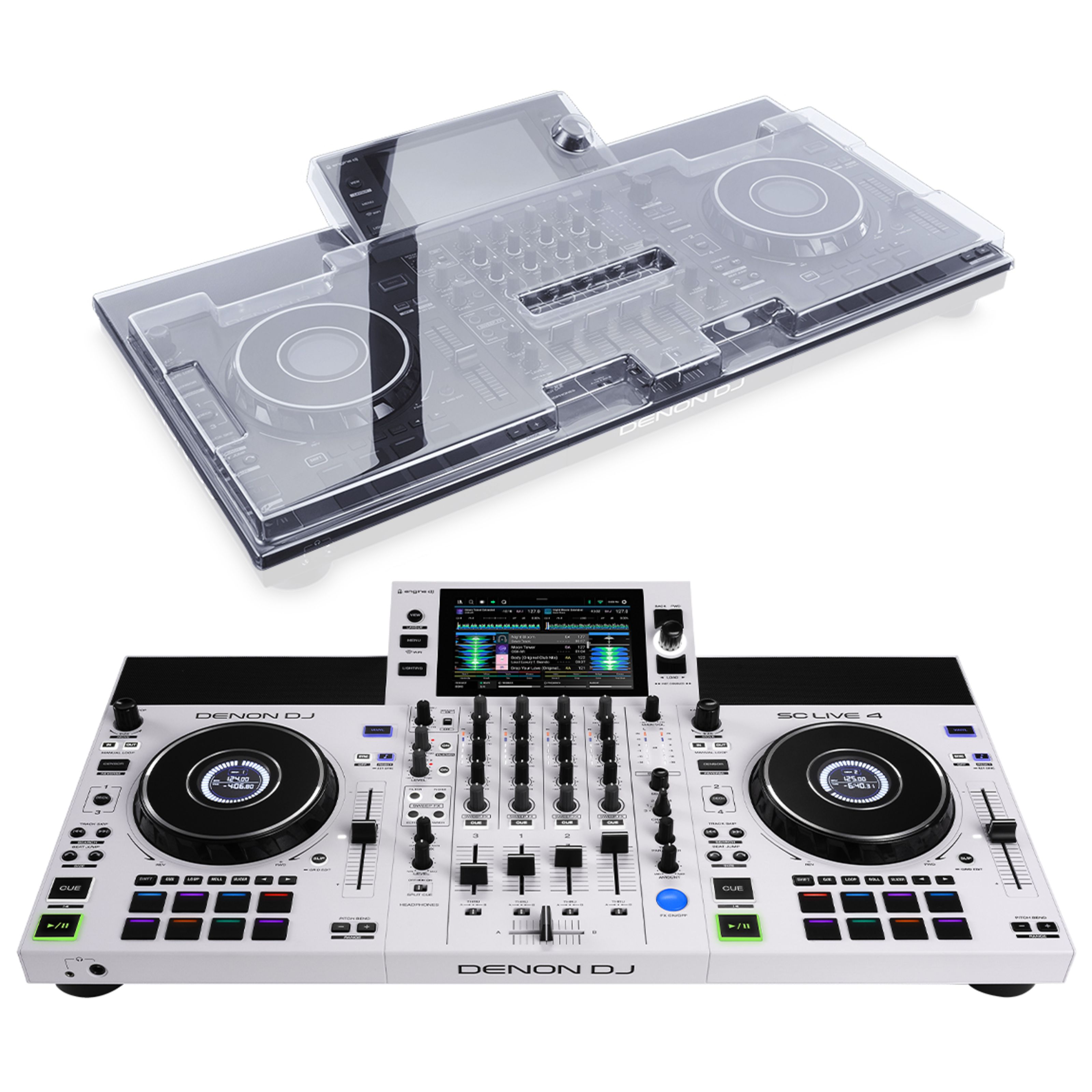 Denon DJ SC LIVE 4 White + Cover DJ-Mixing-Station