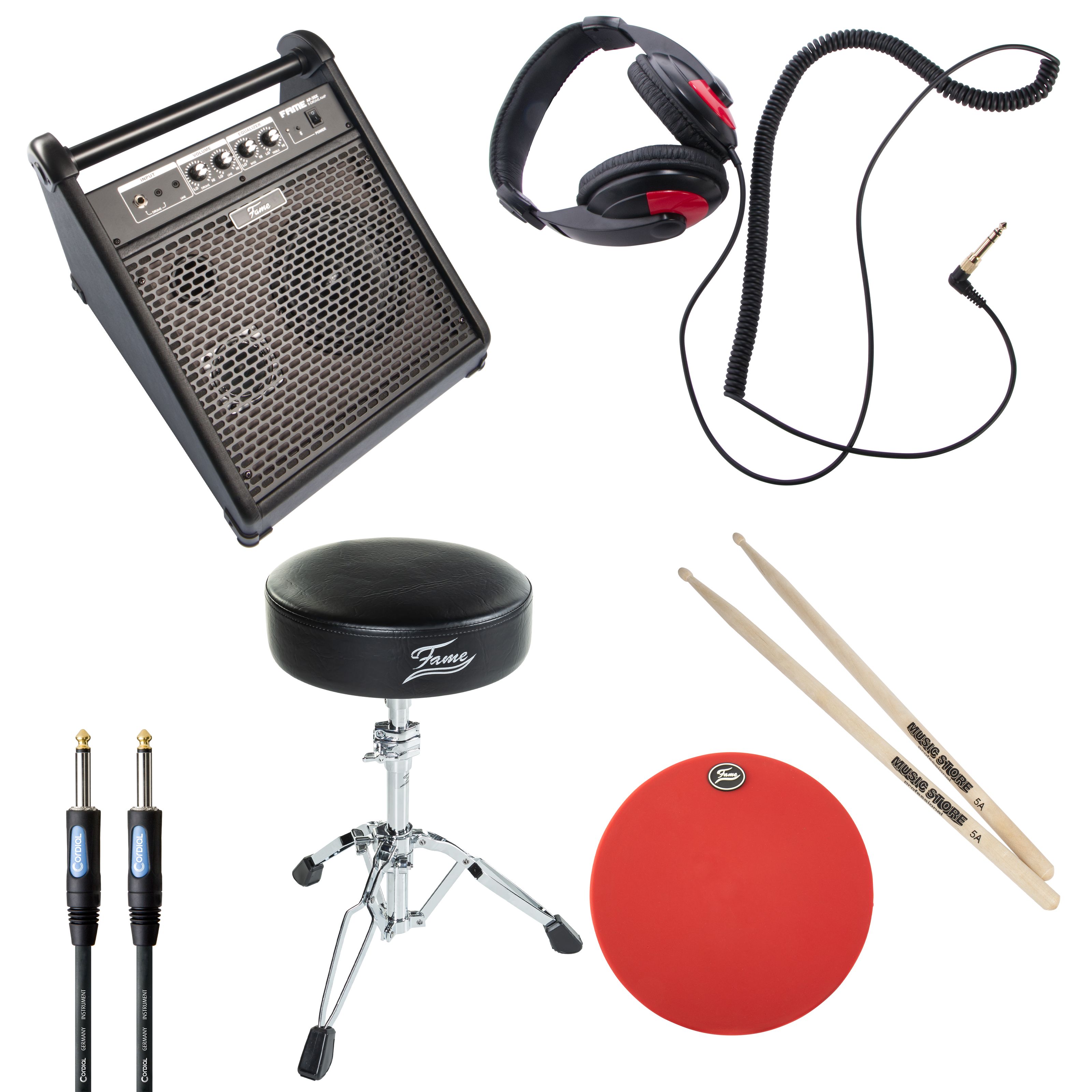 MUSIC STORE E-Drum Zubehör Pack 2 Zubehör für Drums