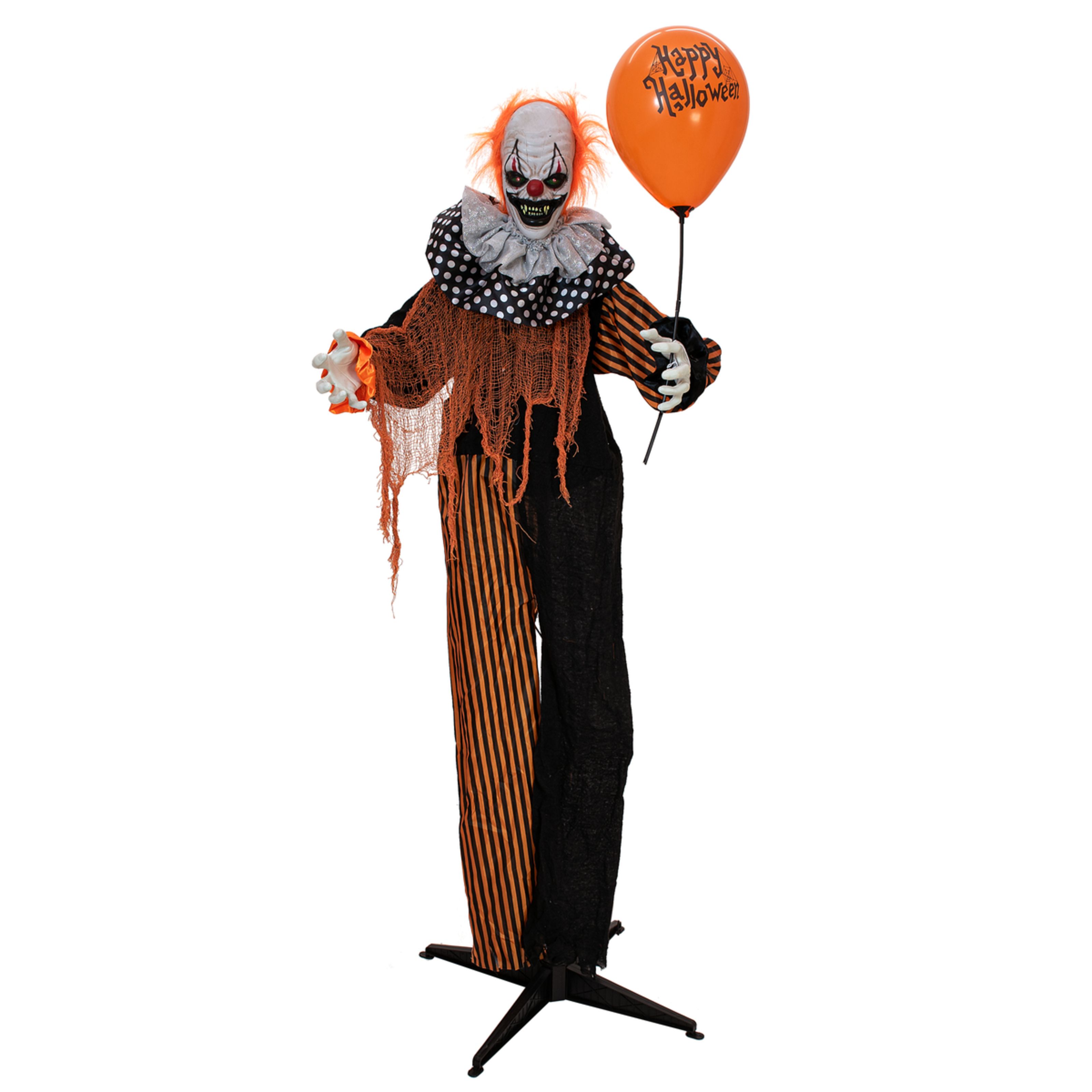 Europalms Halloween Figur Clown mit Luftballon, animiert, 166cm Halloweendeko