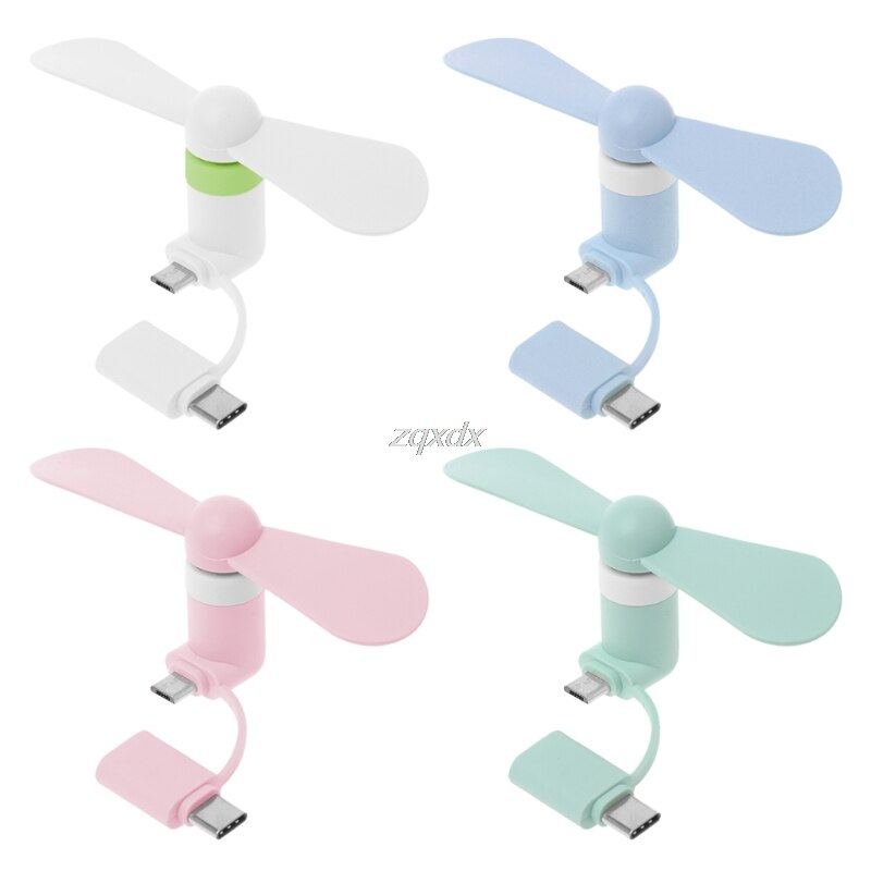 2in1 Typ C Mikro USB Mini Fan Kühler für Samsung Xiaomi Huawei HTC praktisch Whosale &