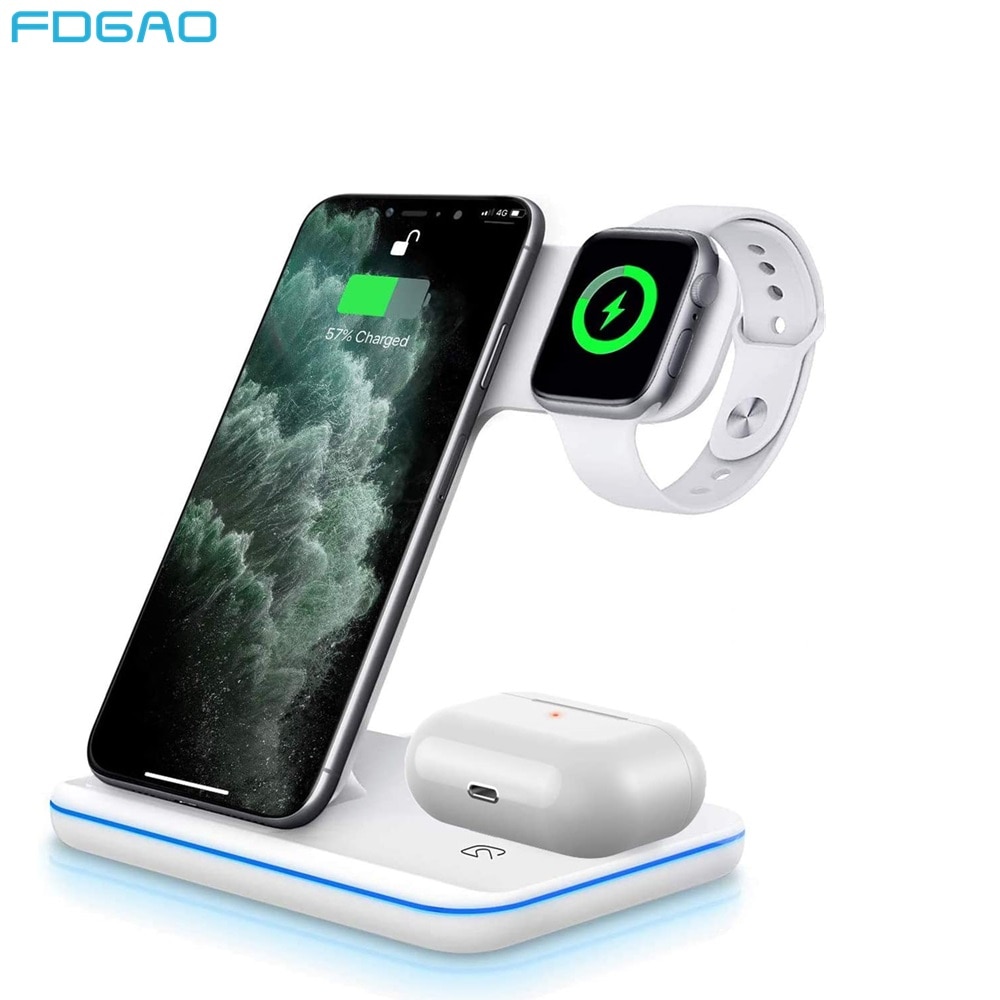 FDGAO 3 in 1 Drahtlose Ladegerät Stehen 15W Schnelle Ladung für iPhone 11 X XS XR 8 Für Apfel uhr 5 4 3 2 1 Airpods Profi Dock Bahnhof