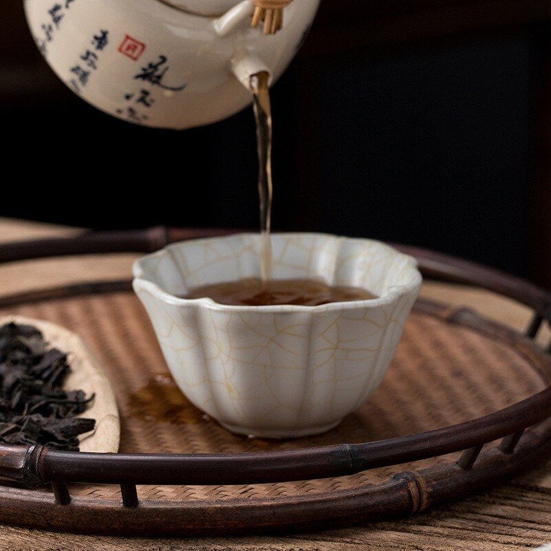 Keramik Keramik Tee hoch Schüssel Teegeschirr Meister Tasse Gold Gewinde Offene Stück Ru Ofen Kung Fu Tee-einstellen Tasse schüssel Ru Porzellan Tee Tasse