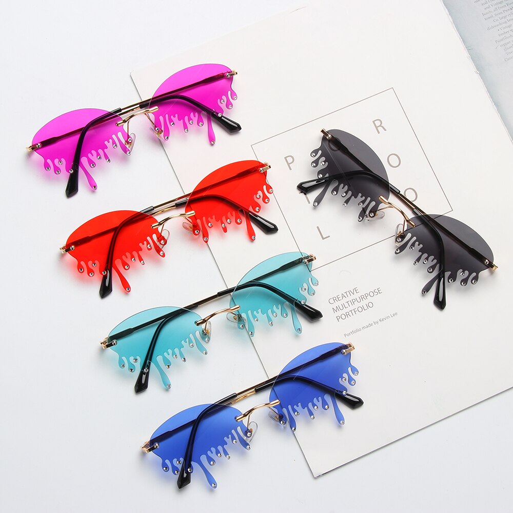 tränen bilden Punk Sonnenbrille Jahrgang Einzigartige Diamant Sonnenbrille UV400 Frauen Randlose Kristall Brillen Motor- Zubehör