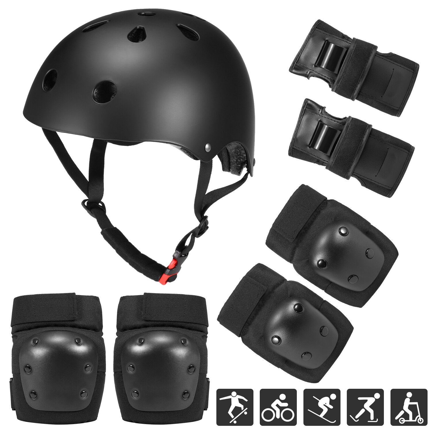 7 in 1 freundlicher/Erwachsene Fahrrad Helm und Pads einstellen Helm Knie Pads Ellenbogen Pads Handgelenk Pads Sport Schutz getriebe einstellen