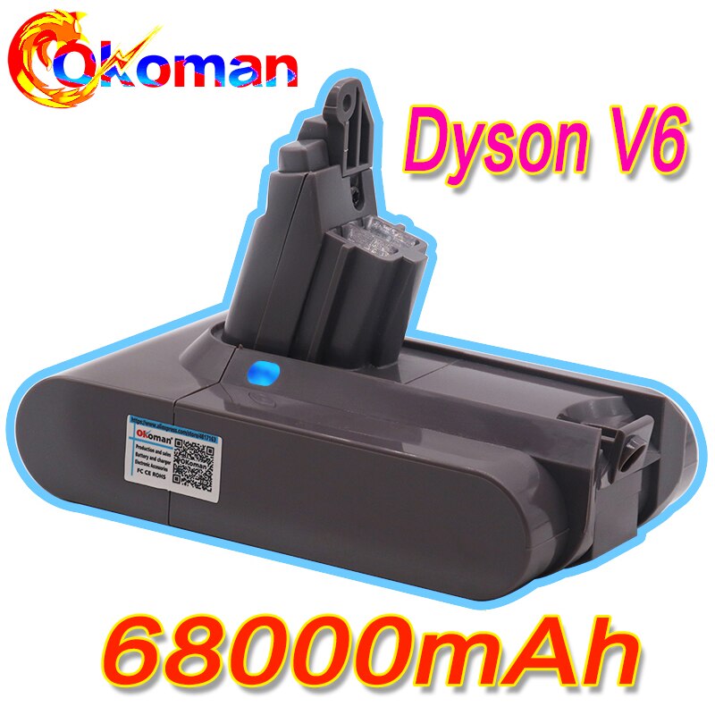 68000mAh 21,6 V 12,8 Ah Li-Ion Batterie für Dyson V6 DC58 DC59 DC61 DC62 DC74 SV09 SV07 SV03 965874-02 Staubsauger Batterie