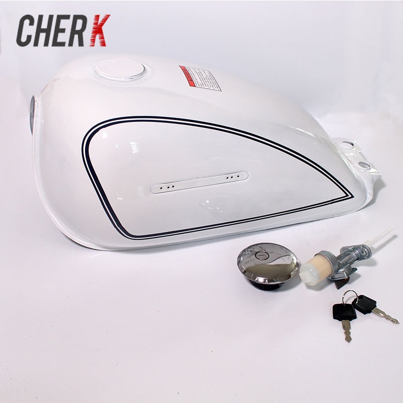 Cherk Neue Motorrad Zubehör Universal- Weiß Jahrgang Gas Kraftstoff Panzer Öl Kasten Für SUZUKI GN250 GN 250 Alle Jahr Gewohnheiten