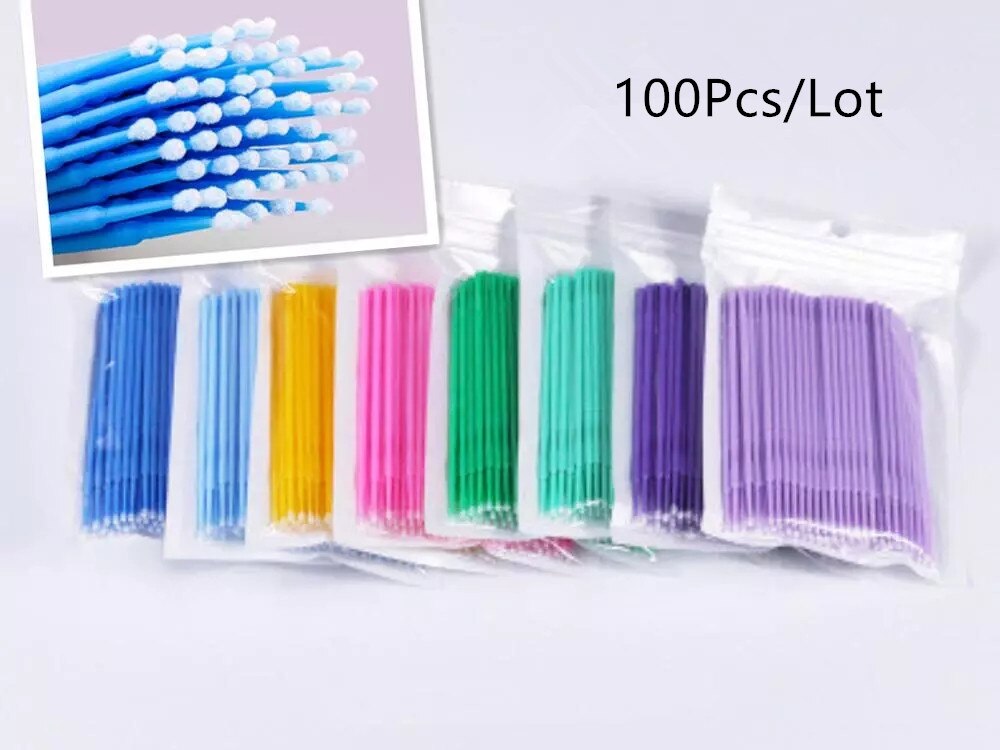 100Stck/tasche Einweg MicroBrush Wimpern Verlängerung Individuelle Peitsche Entfernen Tupfer Mikro Pinsel Für Wimpern Verlängerung Werkzeuge