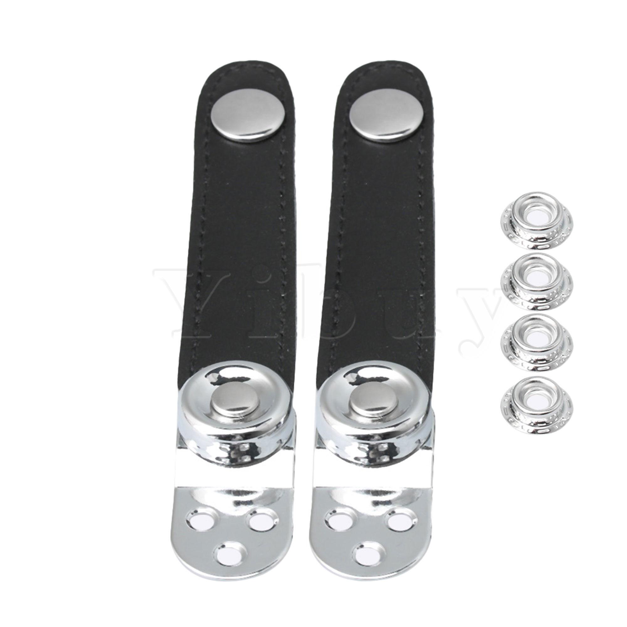 Yibuy 7,8x2,2 cm Schwarz Leder Akkordeon Faltenbalg Riemen mit Metall Verlängerung Film 4 Schnalle passen für Akkordeon