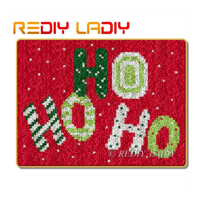 verriegeln Haken Teppich Bausätze Häkeln Teppich Teppich Weihnachten HoHoHo Acryl Garn Vor-Gedruckt Leinwand Kissen matt Häkeln Tapisserie Handwerk