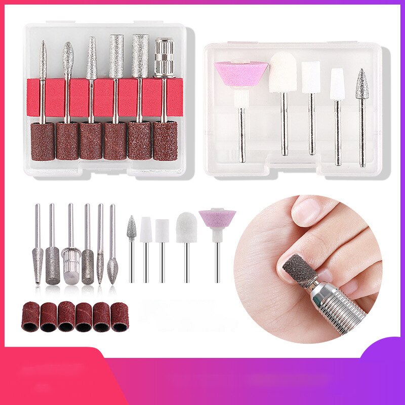 Tragbare Nagel Kunst einstellen Werkzeug Keramik Nagel Bohrer Schleifpapier Nagel Fräsen Cutter für Manikübetreffend Pedikübetreffend Entfernen Nagellack