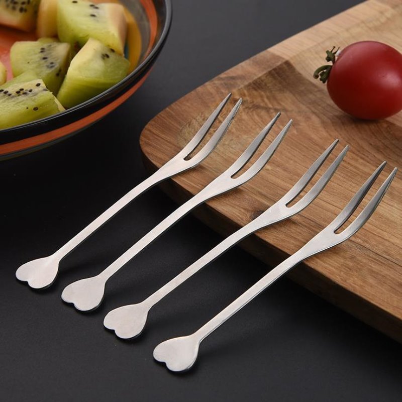 Mini Edelstahl Gabel Nachtisch Kuchen Obst Salat Besteck Besteck Liebe Herz Griff