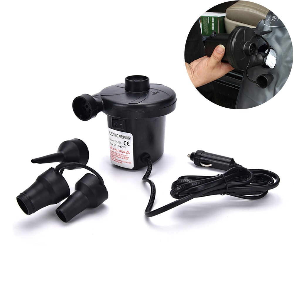 12V Auto Aufblasbare Pumpe Auto Auto DC Elektrische Luftpumpe Inflator + 3 Düsen Luftmatratze Matratze Stiefel