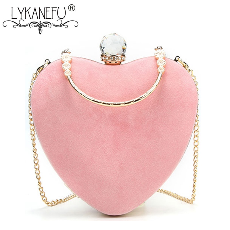 LYKANEFU Herz aufbringen Abend Tasche Frauen Tasche Tote Kasten Schild Kupplungen Hochzeit Hand Tasche Mit Kette Telefon Paket
