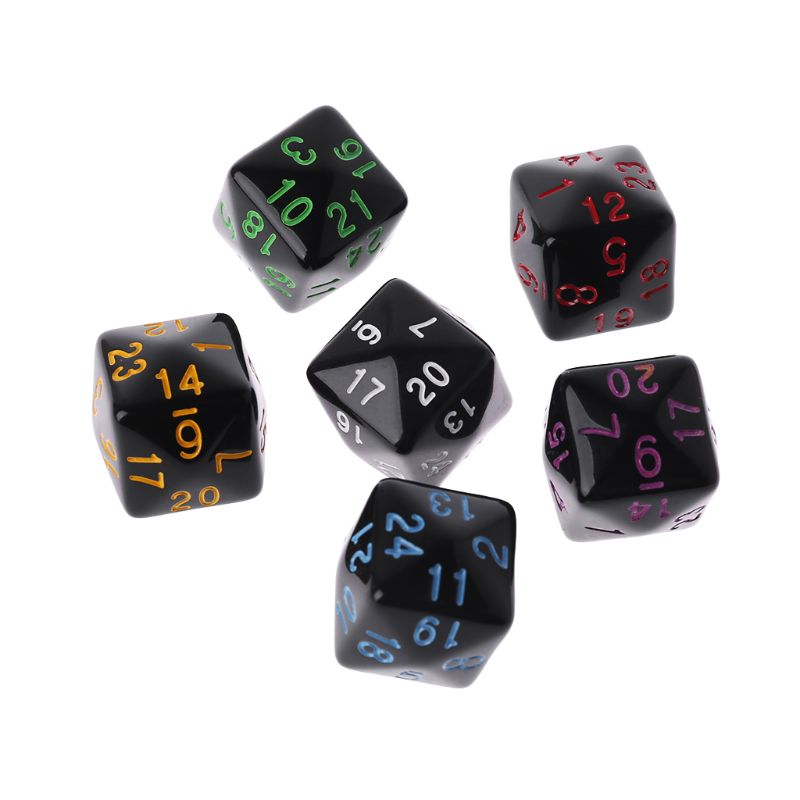 6 Teile/satz Spiel Würfel 6 Seitige D6 24 Punkte Tabelle Spiele Schreibtisch polyedrisch für Kerker D & D Drachen Spiele Party Lustige Spielen Würfel