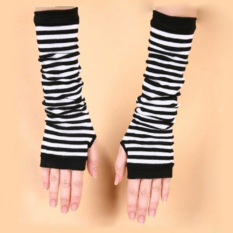 Frauen Herbst Winter Ellenbogen Handschuhe Wärmer gestreift Gestrickte Lange Handschuhe Figerless Handschuh Handgelenk Unterstützung Manschette Zubehör