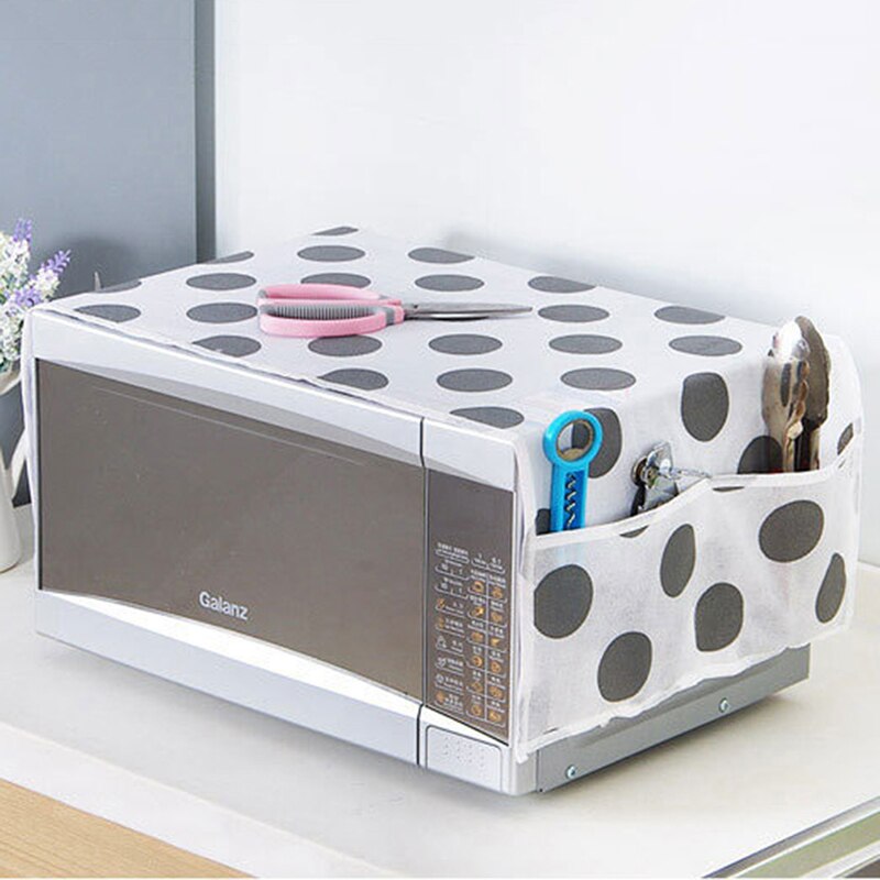 1pc Wasserdichte Mikrowelle Staub Abdeckung Bunte 2 Taschen Anti-öl Haube Langlebig Punkt Helle Abdeckung Mit lagerung Taschen