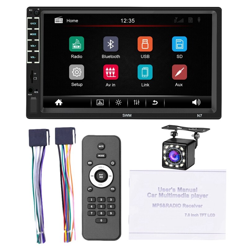 7 zoll Presse Bildschirm Doppel Lärm Wagen Stereo-Spieler 2 Lärm FM Multimedia MP5 Spieler Auto Autoradio-Spieler Bluetooth MirrorLink