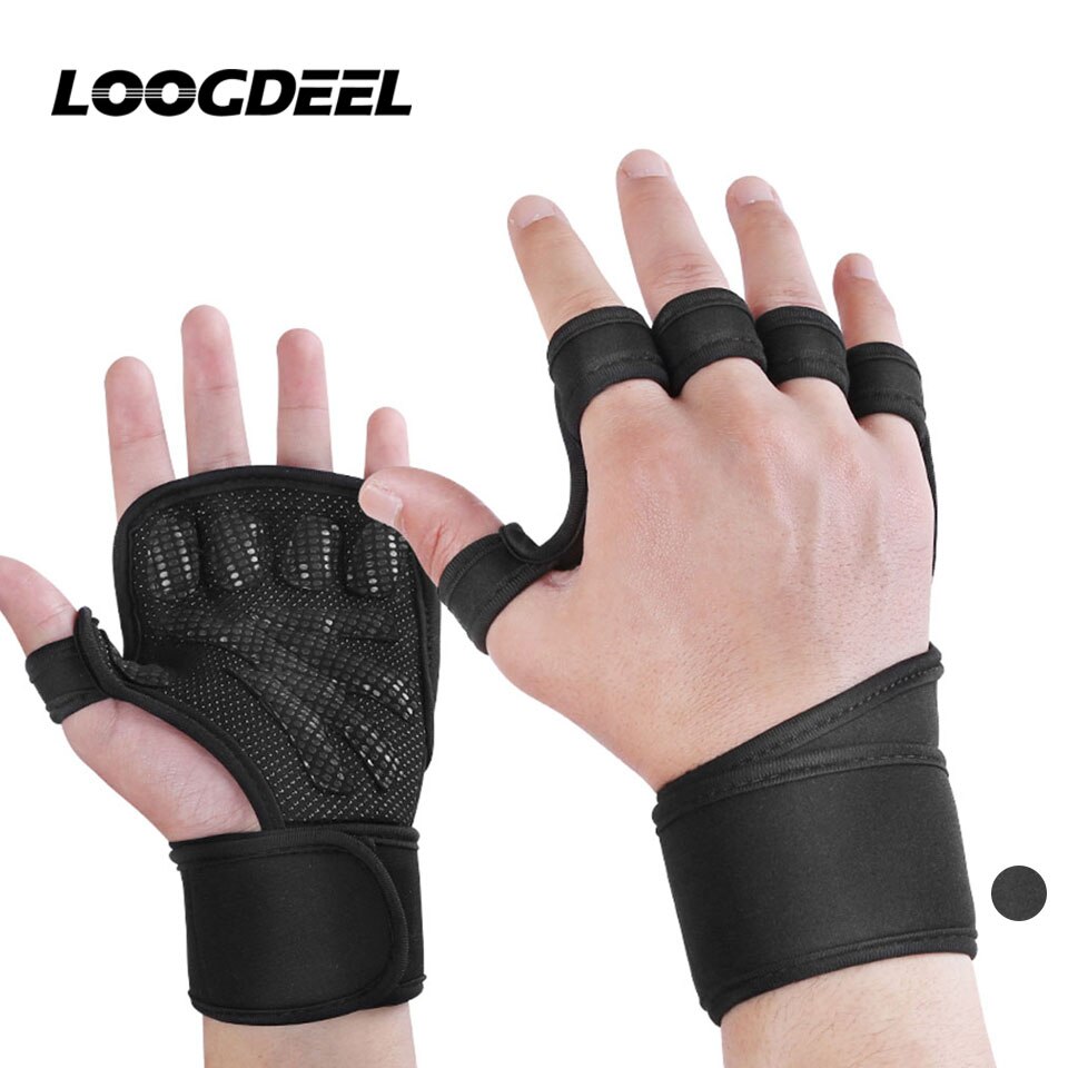 LOOGDEEL Bewegung Gewichtheben Handschuhe Hand Anti-Unterhose Fitness Handschuhe Einstellbare Fitnessstudio Sport Tragen-breiter Schulungen trainieren Handschuhe