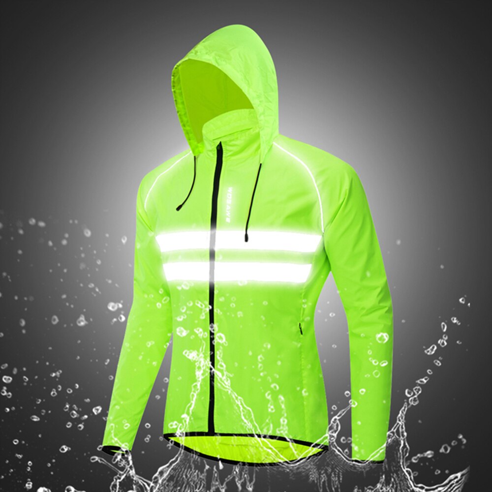 draussen-Sport Männer Winddicht Mit Kapuze Radfahren Jacke Atmungsaktiv Hohe Sichtbarkeit Reflektierende Fahrrad Fahrrad Reiten Sport Mantel Jacke