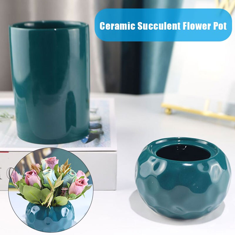 Keramik Blume Topf Sukkulente Blume Topf Marine Blau Gartenarbeit Hause Sukkulenten Vase Anlage DTT88