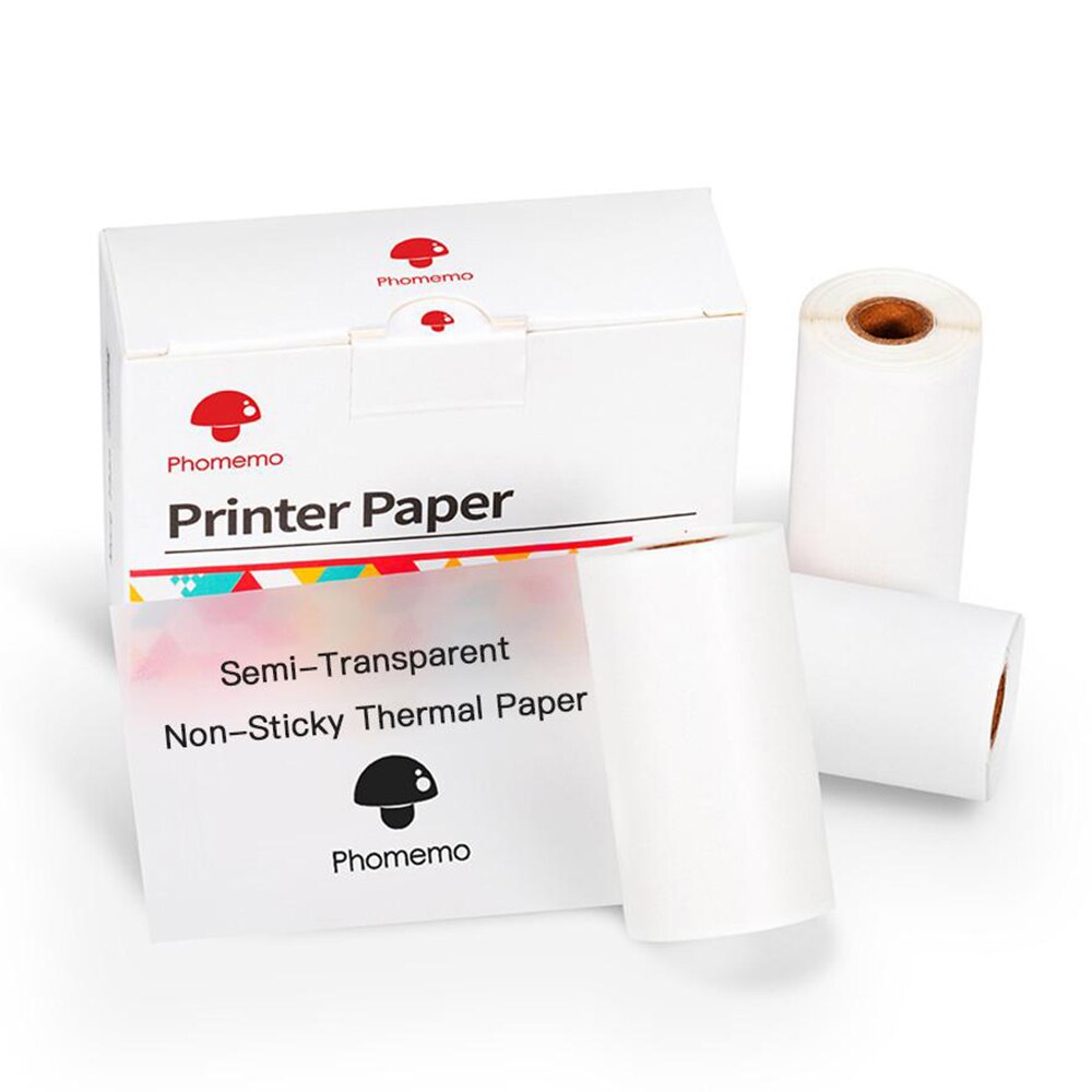 Thermische Papier halb-transparent Nicht-Adsive Papier Etikett 3 Rollen/Kasten 53mm * 6m Etiketten für Phomemo M02/M02S/M02 Profi Drucker