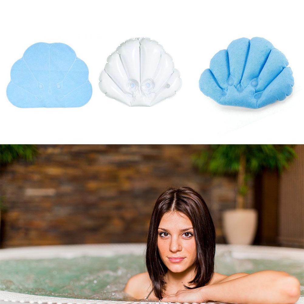 Haushalt Inflatablebath Kissen Aufblasbare Frottee Tuch Zufällig Nacken Kissen Kissen Nacken Unterstützung Farbe Fan-förmigen Badewanne Spa D4S7