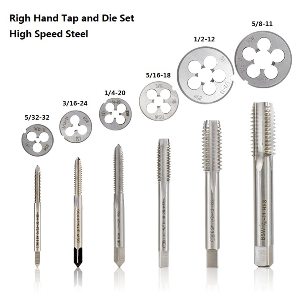 2 Stck Wasserhahn Und Sterben einstellen Schraube Gewinde Tippen Bohrer Hss Rechte Hand Stecker Tippen Sterben Bsw 5 / 32-32 3 / 16-24 5-16-18 1 / 4-20 1 / 2-12 5