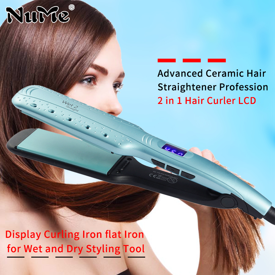 Erweiterte Keramik Haarglätter dampf 2 zoll Richt Eisen Salon Styling Werkzeuge Negativ ionisch eben Eisen frisur