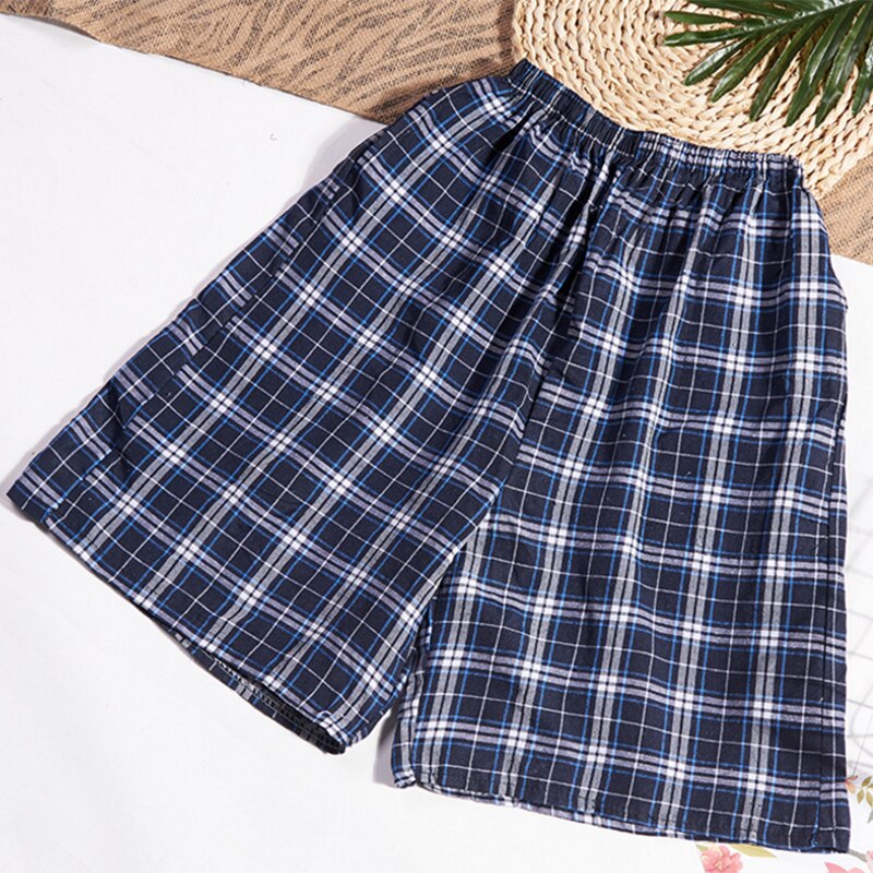Männer Baumwolle Hosen Und kurze Hose Doppel Baumwolle Blick lässig Leben Hosen Strand Hosen Baumwolle Plaid Nachtwäsche Herren Schlafanzug
