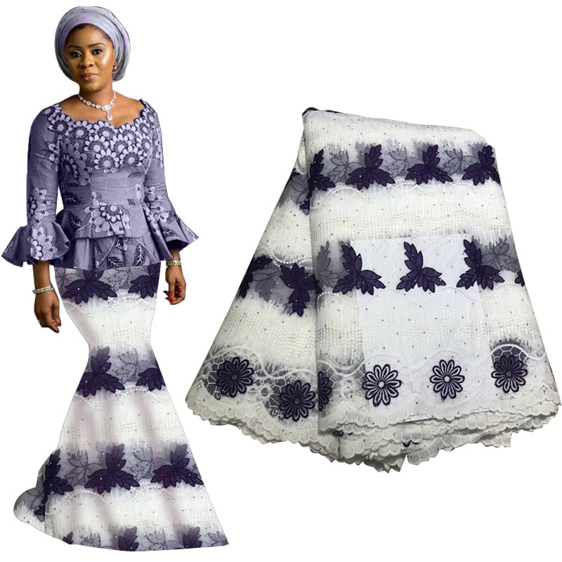 Afrikanische Spitze Stoff Nigerian Spitze Schweizer Schleier Spitze Stoff in Schweiz mit Perlen Quaste Für Hochzeit Kleid