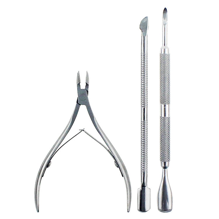 Neue 3 Stck Edelstahl Nagel Häutchen DRücker Löffel Nagel Schere tot Haut Entferner Werkzeug Für Frauen Cutter Zange Clip schneiden einstellen