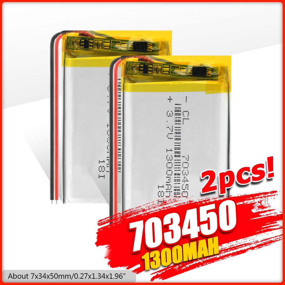 Wiederaufladbare Li-Po MP3 batterie 3,7 V Lithium-Polymer-batterie 703450 073450 1300mAh Mit PCB Für DVD MP3 MP4 MP5 GPS Energie Bank