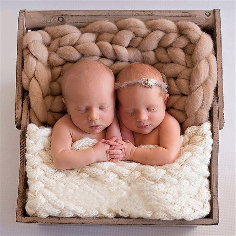 Neue Hand Gestrickte Wolle Häkeln Baby Decke Fotografie Requisiten klobig stricken Solide Baby Bett Decken