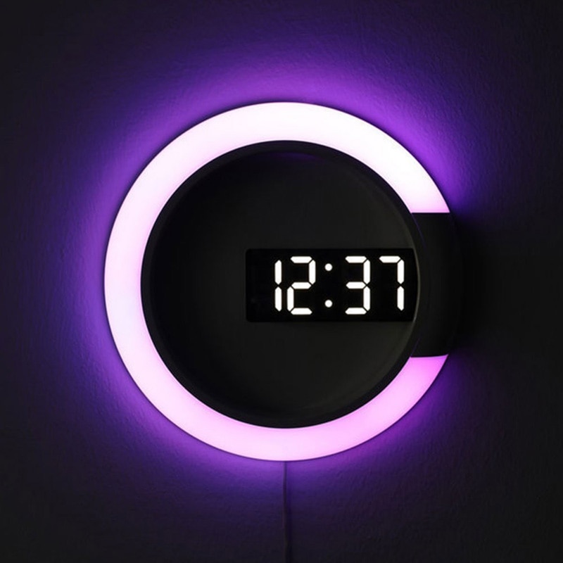 3D LED Digitale Wanduhr Alarm Spiegel Hohl Uhr Tisch Uhr 7 Farben Temperatur Nachtlicht Für Zu Hause Wohnzimmer Dekorationen