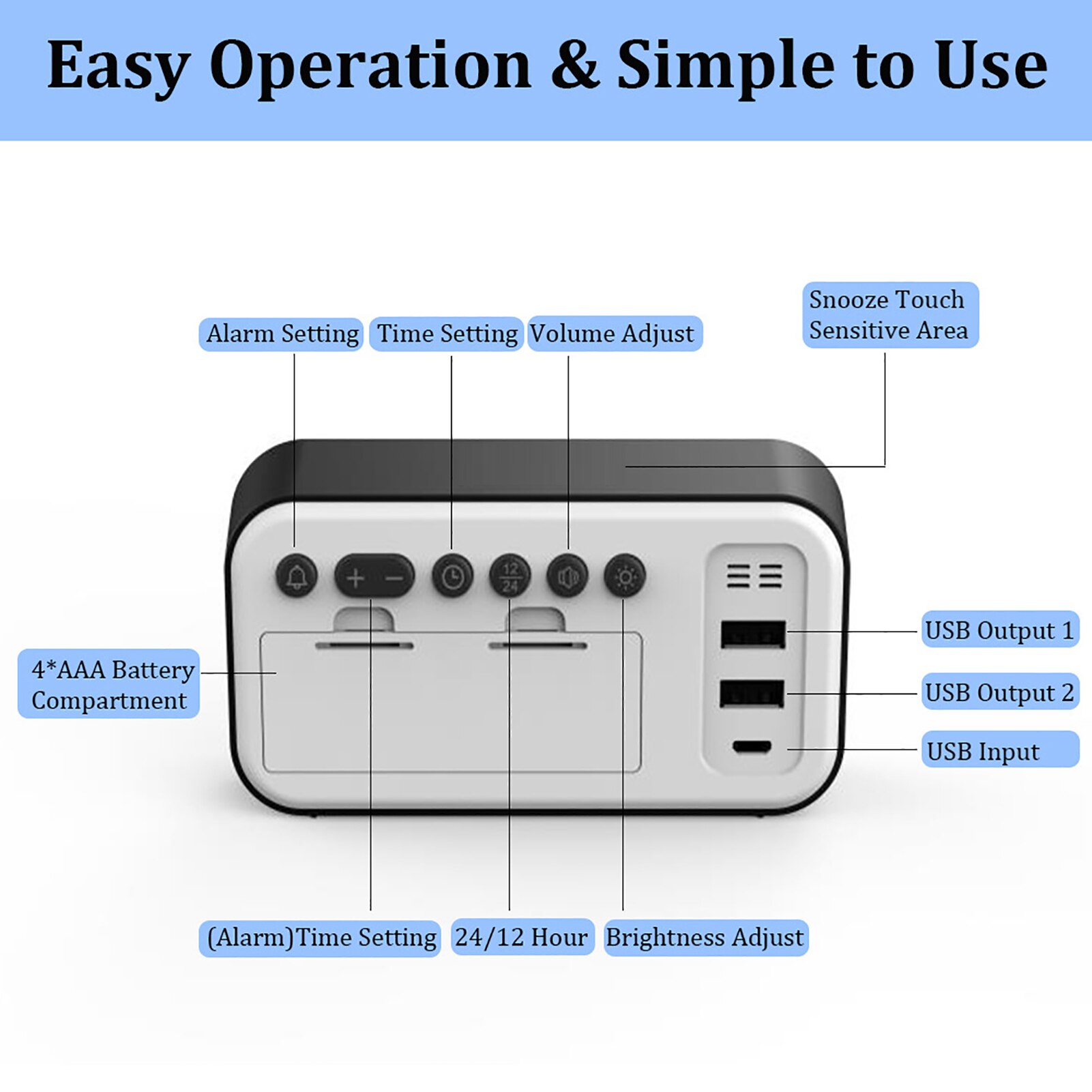 Stilvolle Volle-Bildschirm LED Digital Anzeige Schlummern berühren Wecker Heimat Dekor Schreibtisch Tisch Uhr Zeit Schreibtisch Uhr