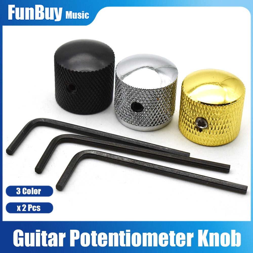 2 stücke Metall Kuppel Ton Volumen Kontrolle-knöpfe für Bass Gitarre Mit Hexa-schraube sperren Schwarz Chrom Gold Gitarre teile