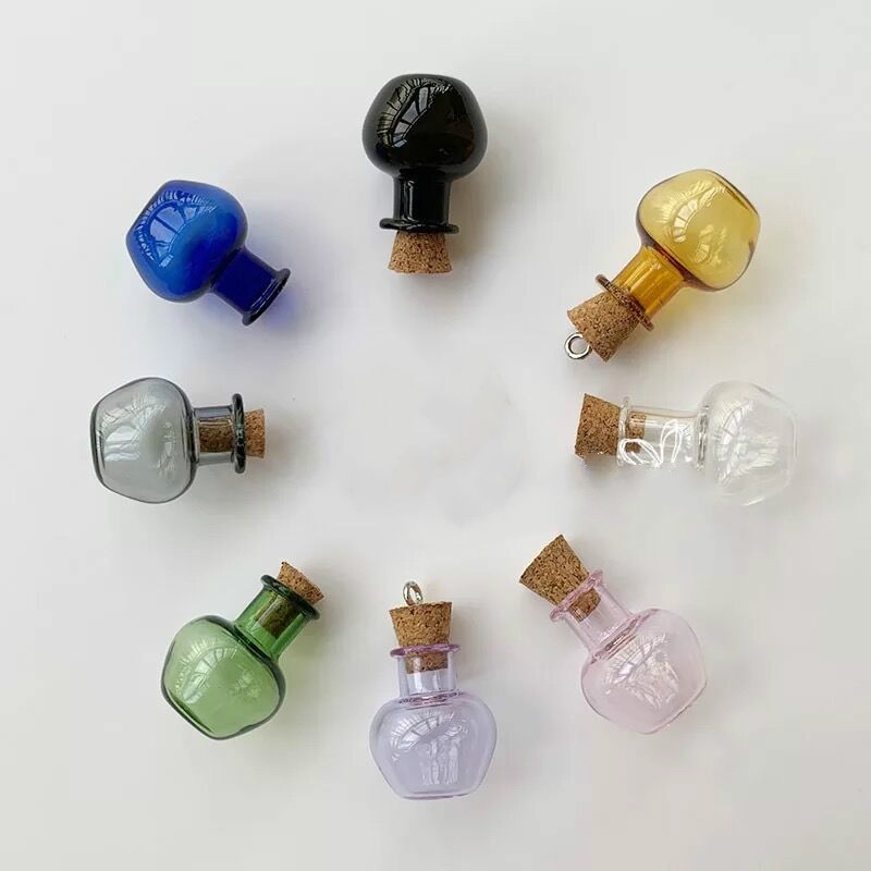 10Stck Apfel bilden mischen 8 Farbe Glas Flaschen Mit Korken Treiben wünschen Flaschen DIY Anhänger Kleine Glas Mini Container