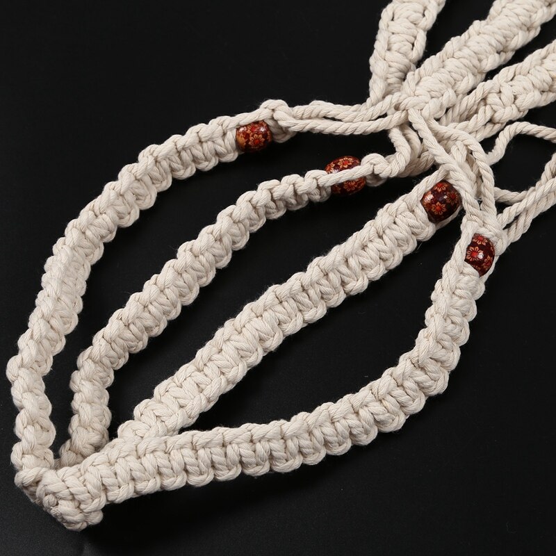 Makramee Anlage KleiderbüGel-4 Pack, in Verschiedenen Entwürfe-Handgemachte drinnen Zauberstab Hängen Pflanzer Anlage Halfter-Moderne Boho Heimat Deko