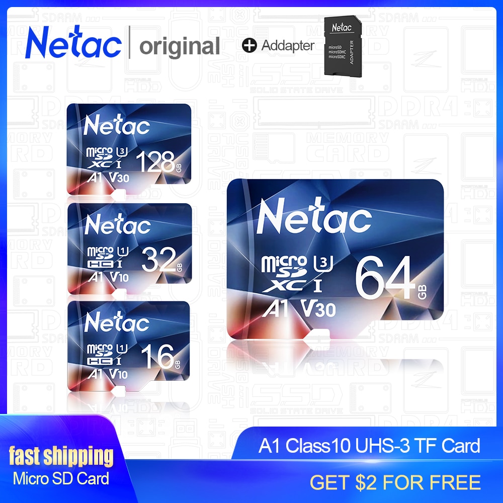 Netac Speicher Karte Tarjeta Mikro SD Karte 16GB 32GB 64GB 128GB Klasse 10 USB-Karte für Smartphone Adapter SD Karte
