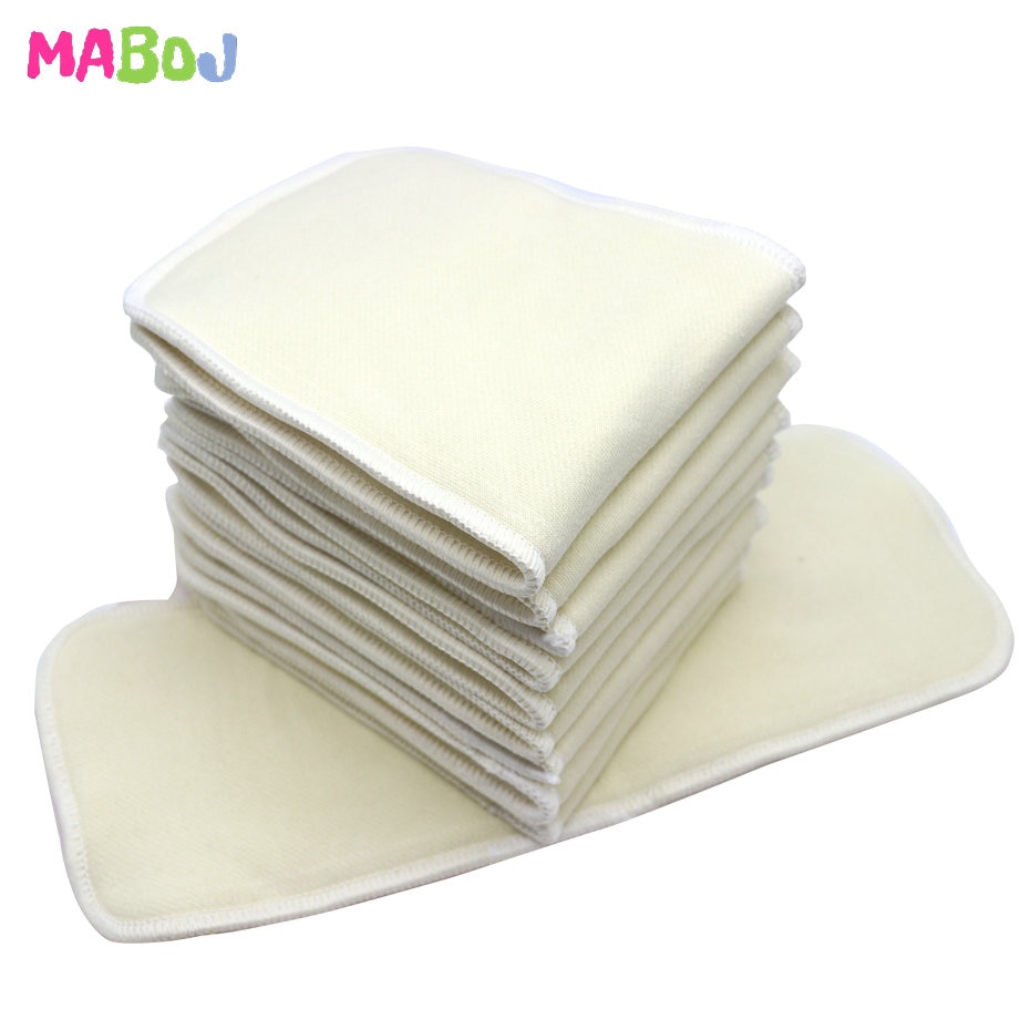 MABOJ Hanf Baumwolle Ökologischen Windeln EinfüGen 10/Pack Verdicken Super Saugfähigen Organischen Bambus Einsätze Waschbar wiederverwendbar Baby Windel