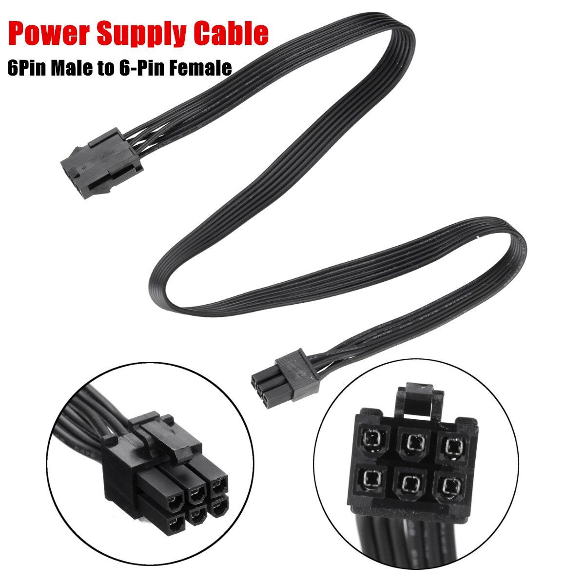 50cm 18AWG Grafikkarte Computer Energie Kabel 6 Stift Stecker auf 6 Stift Weibliche PCI-E GPU Video Karte 50cm Verlängerung Netzteil Kabel