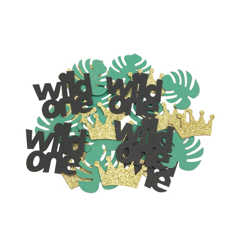 Gold Schwarz Papier wild eins Schildkröte Blatt Konfetti glücklich Geburtstag Urwald Safari Party Oh Baby Dusche 1st Geburtstag Dekor Lieferungen