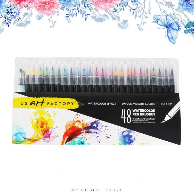 48Stck Farben Kunst Marker Aquarell Pinsel Stifte für Schule Lieferungen Schreibwaren Zeichnung Färbung Bücher Manga Kalligraphie