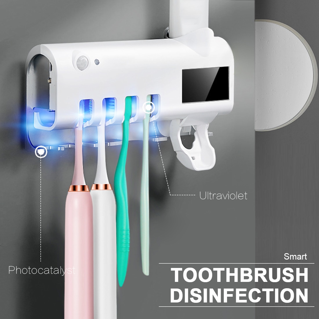 3 in 1 UV Zahnbürste Sterilisator Zahnbürste Halfter Automatische Zahnpasta Presse Spender Photokatalysator Zahnpasta Halfter