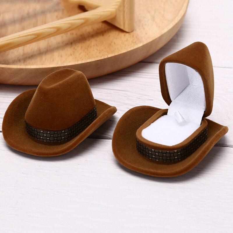 1 Pc Kreative Cowboy Hütte bilden Ringe Kasten Samt Schmuck Anzeige Kasten Lagerung fallen Schmuck Verpackung Anzeige