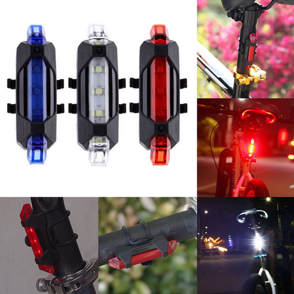 5 LED USB Aufladbare Fahrrad Rücklicht Fahrrad Radfahren Warnung Hinten Lampe Nützliche Alarm Lampe