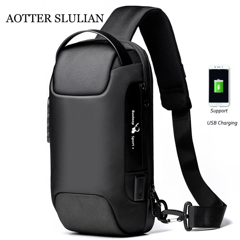 Multifunktions Umhängetaschen Für Männer Anti-Diebstahl Schulter Bote Taschen USB Ladung Für praktisch Wasserdichte Reise Brust Taschen